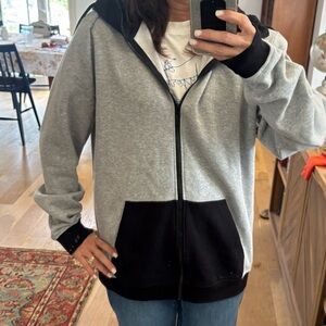 OAK Gray and Black Color-Blocked Jacket with Hood